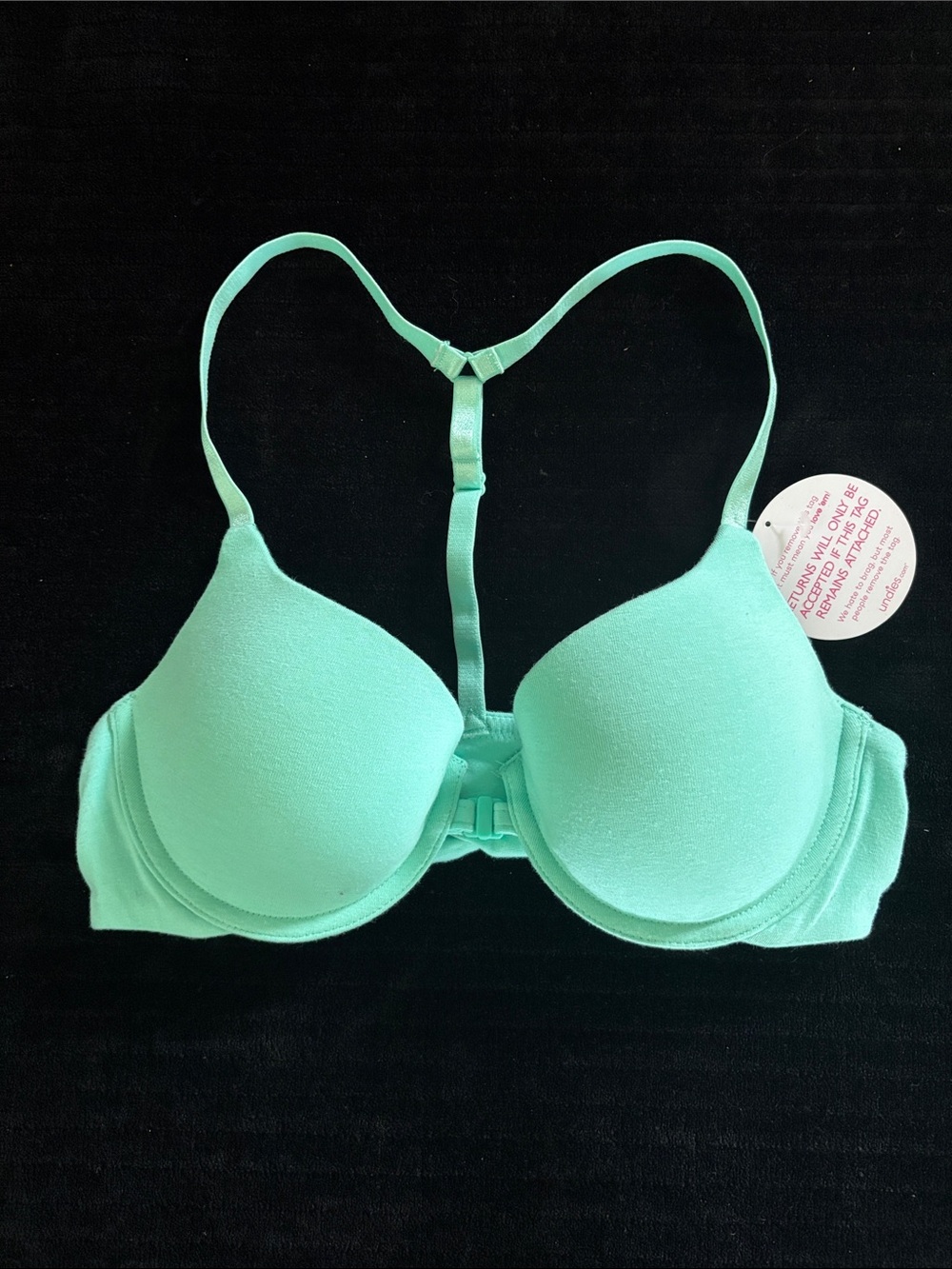 Undies Sz 34B Light Mint T-Back padded Push-Up Bra